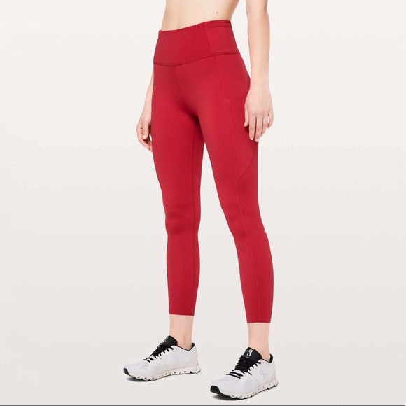 lululemon athletica Pants - Lululemon Fast & Free 7/8 Tight II Nulux 25” Non-Reflective in Dark Red